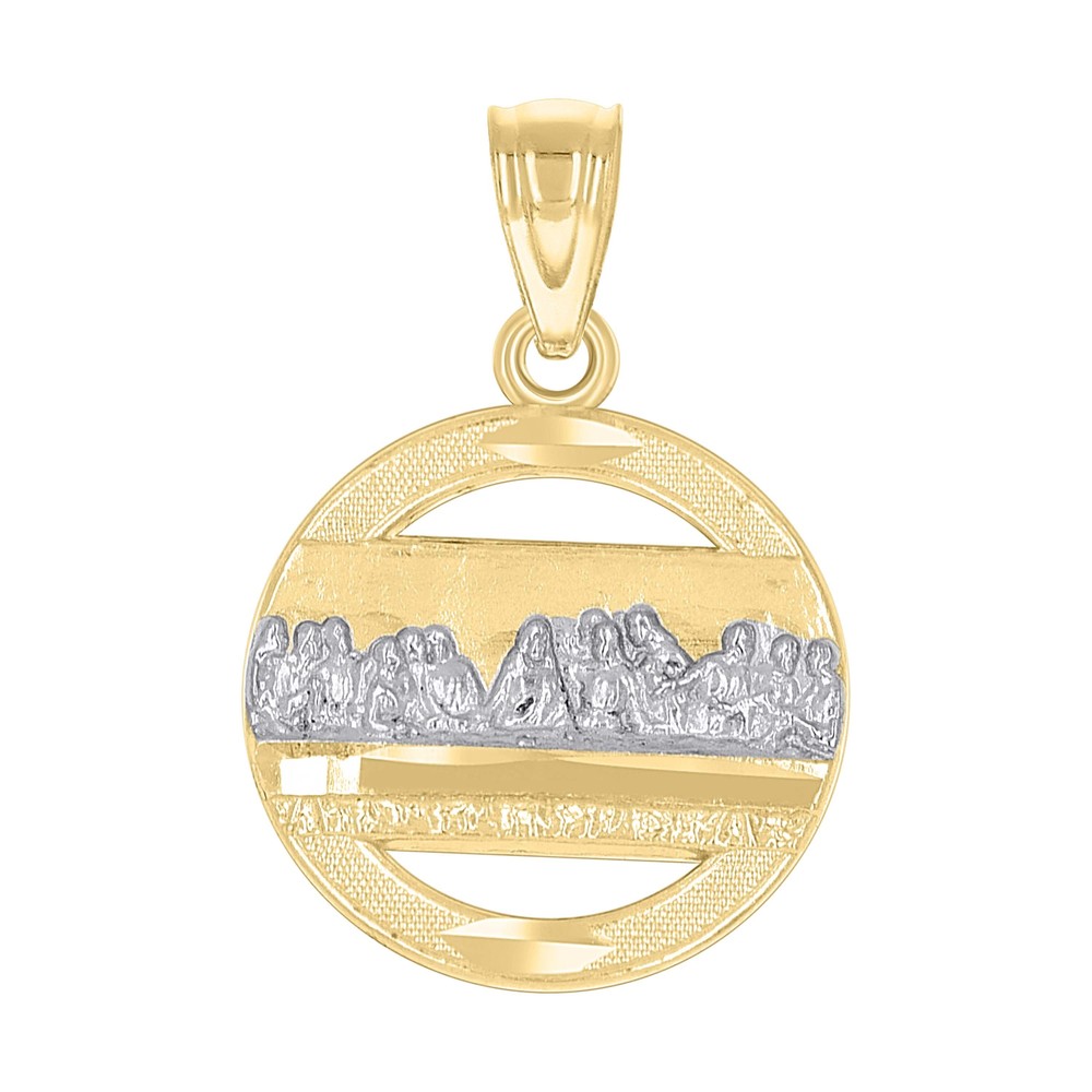 10kt 10k Two-Tone Gold Diamond-Cut Womens Last Supper Religious Charm Pendant